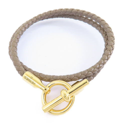 HERMES Roulis Bracelet Accessories Veau Swift Leather Metal Etoupe