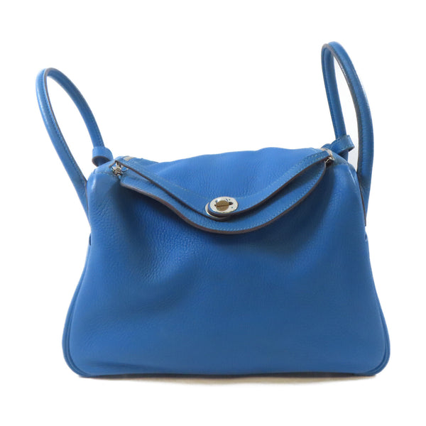 HERMES PHW Lindy 30 2 Way Shoulder Bag Taurillon Clemence Leather Mykonos Blue