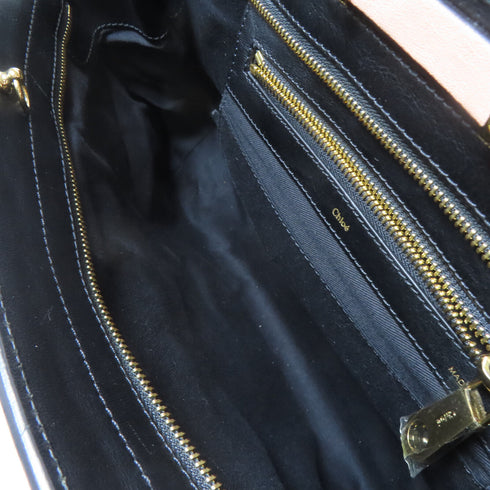 Chloe GHW Hand Bag Calfskin Leather Black/Pink