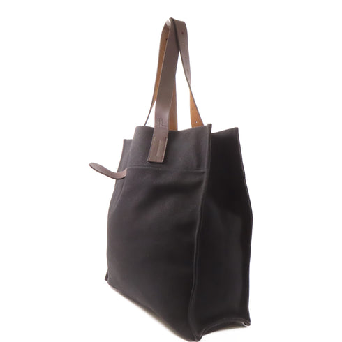 HERMES PHW Etriviere Shopping Tote Shoulder Bag 062304CK Canvas Black Brown