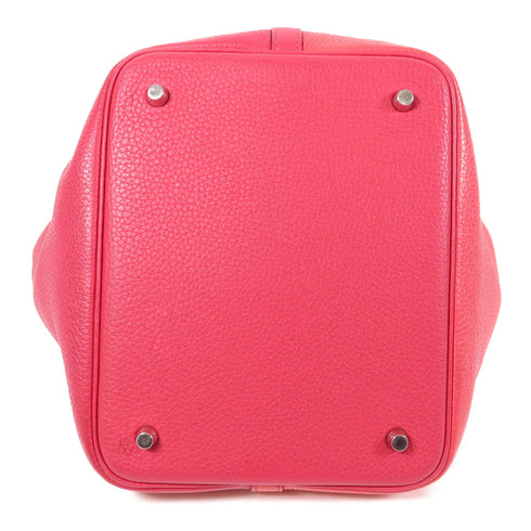 HERMES PHW Picotin MM Hand Bag Clemence Leather Rose Extreme/Rose De Coeur