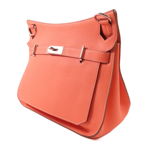 HERMES PHW Jypsiere 34 Shoulder Bag Clemence Leather Crevette/Pink