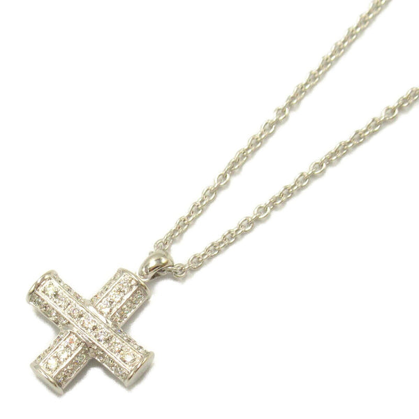 BVLGARI Latin Cross Necklace Pendant Diamond 18KWG White Gold