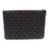 CHANEL Quilted CC SHW Pouch Clutch Bag Leather Black