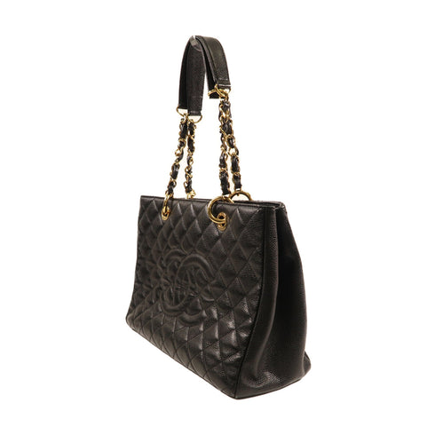 CHANEL CC GHW GST Grand Shopping Tote Chain Shoulder Bag Calfskin Leather