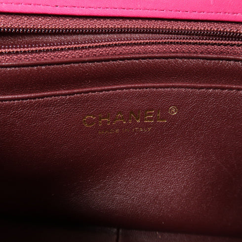 CHANEL CC GHW Chain Shoulder Bag Cotton/Calfskin Leather Pink