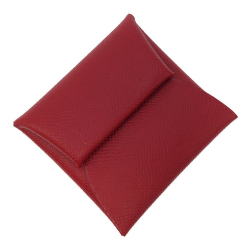 HERMES PHW Coin Case Calfskin Leather Red