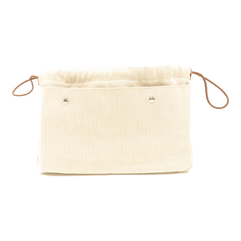 HERMES PHW Fourbi 25 Pouch Clutch Canvas Beige
