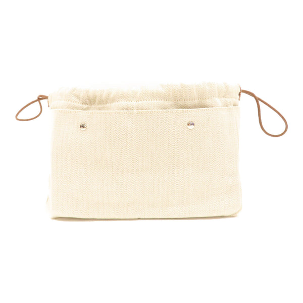 HERMES PHW Fourbi 25 Pouch Clutch Canvas Beige