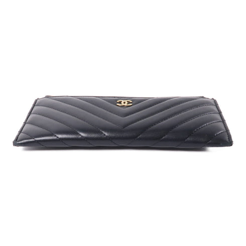 CHANEL CC GHW Long Wallet Lambskin Leather Black