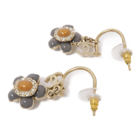 CHANEL CC Earrings Metal Gold/Gray/Orange