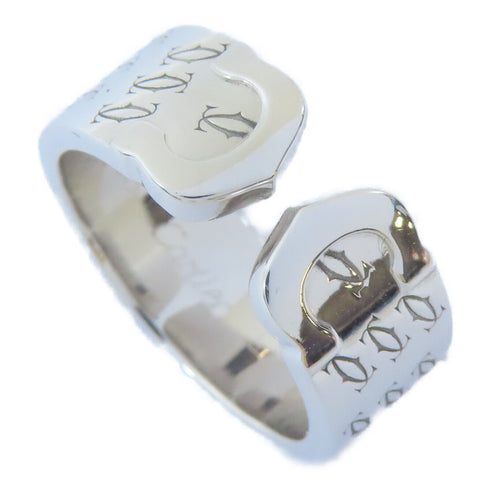 CARTIER Anniversary Logo Ring 18K White Gold Cartier#53 US#6.25