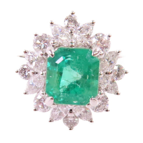 FINE JEWELRY 1.71ct Emerald 0.82ct Diamond Ring US#6 PT950 Platinum