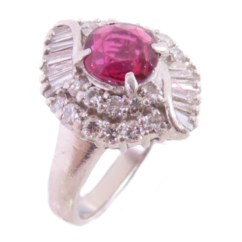 Jewelry Ruby Diamond Ring US#5.5 PT900 Platinum