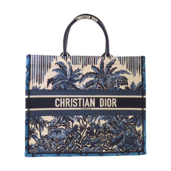 Christian Dior CD Book Tote Bag Handbag Canvas Blue White