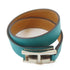 HERMES Drag Double Bracelet Bangle 07212CK Epsom Leather Bleu Paon/Green