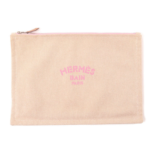 HERMES PHW Bain Pouch Canvas Pink
