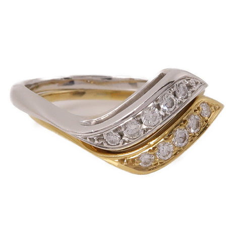 MIKIMOTO 0.09ct/0.09ct Diamond Rings PT900 Platinum 18K Yellow Gold US#6