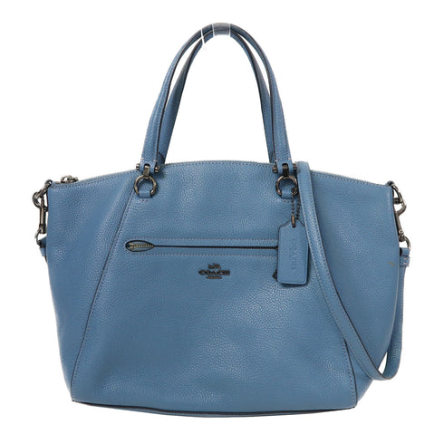 COACH SHW 2 Way Shoulder Bag Handbag Calfskin Leather Blue