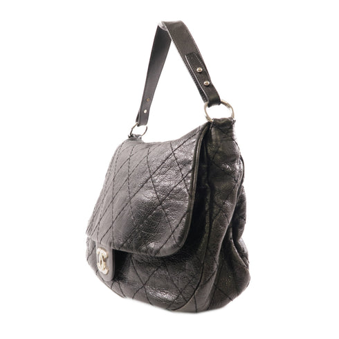 CHANEL CC SHW Shoulder Bag Calfskin Leather Black v2