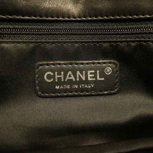 CHANEL Quilted CC SHW Chain Shoulder Bag Canvas Black