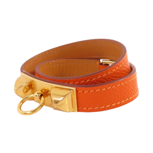 HERMES GHW Rivale Double Tour Bracelet Bangle Epsom Leather