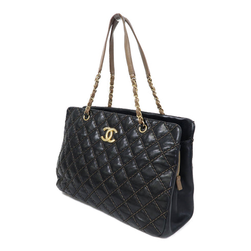 CHANEL Quilted CC GHW 2Way Chain Shoulder Bag Calfskin Leather Black