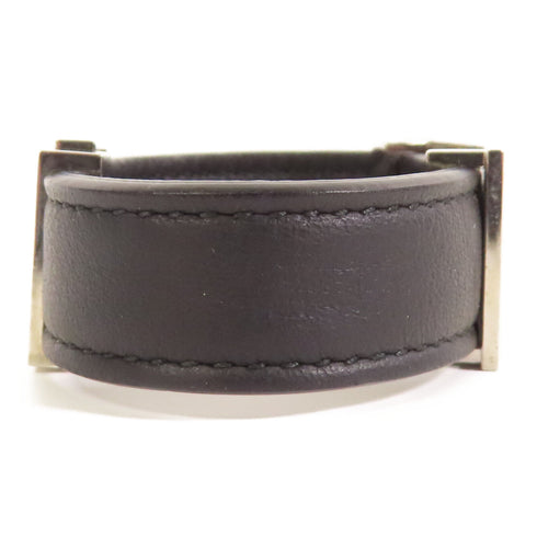 FENDI SHW Bracelet Bangle Calfskin Leather Black