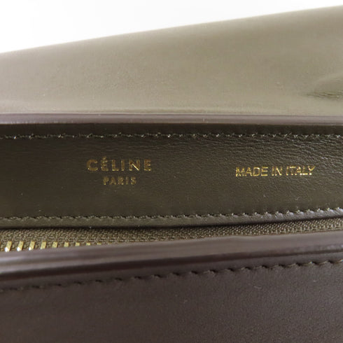 CELINE GHW Tapeze 2way Shoulder Bab Calfskin Leather Yellow Beige Brown