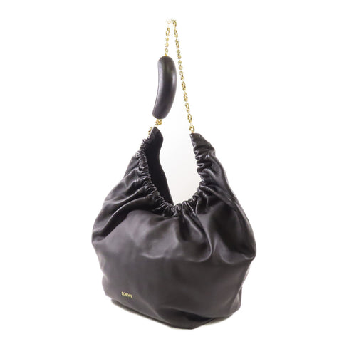 LOEWE GHW Squeeze Chain Shoulder Bag A914NCHX01 Calfskin Leather Black