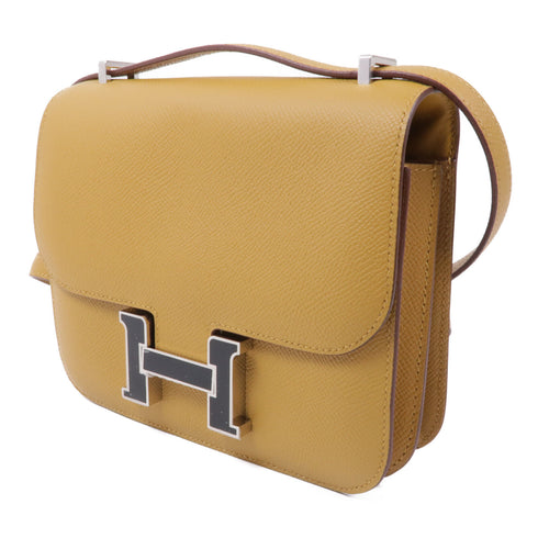 HERMES PHW Constance Mini Shoulder Bag Veau Epsom Leather Sesame Noir