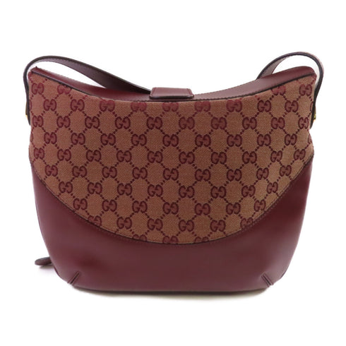 GUCCI GHW GG Marmont Arli Shoulder Bag GG Canvas Calfskin Leather 568857 Brown