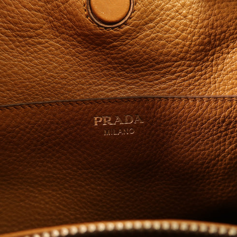 PRADA GHW Shoulder Bag Calfskin Leather 1BC013 Brown