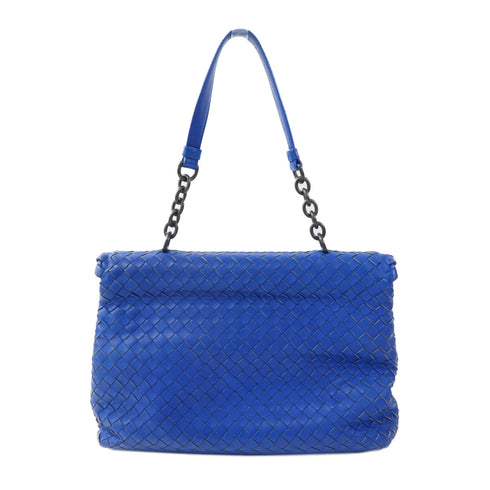 BOTTEGA VENETA BV Shoulder Tote Shoulder Bag Intrecciato Leather Blue