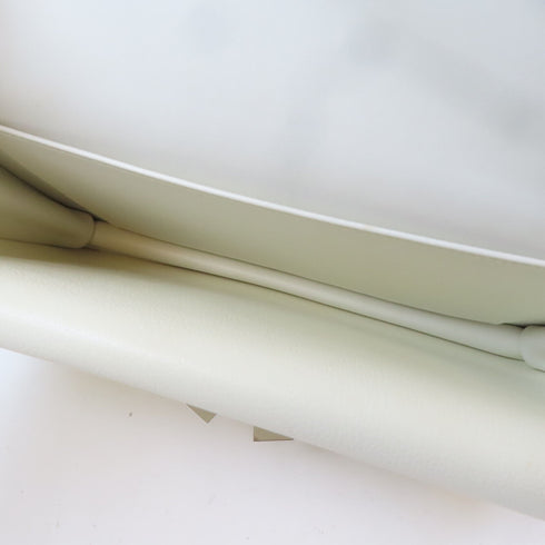 HERMES PHW Fortunio Clutch Bag Evercolor Leather Craie White