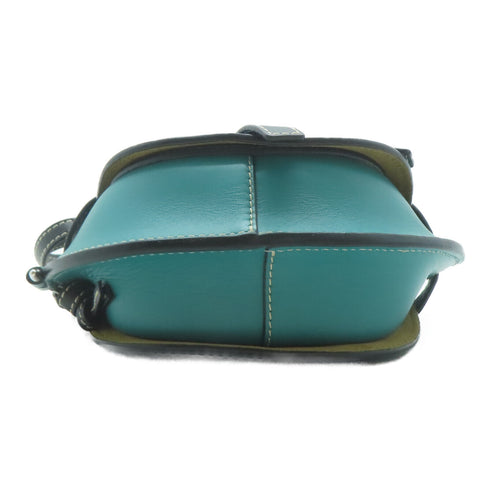 LOEWE SHW Gate Shoulder Bag Calfskin Leather Blue Green