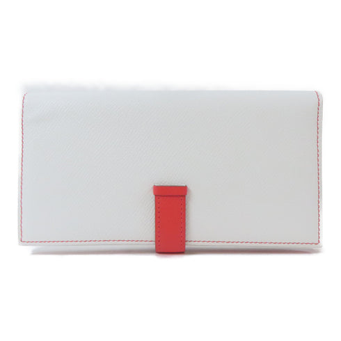 HERMES PHW Bearn Long Wallet Veau Epsom Leather Blanc White Rose Jaipur Red