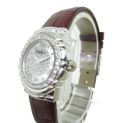 PIAGET Tanagra Dia Quartz Machine Wrist Watch K18 White Gold 16033 Silver