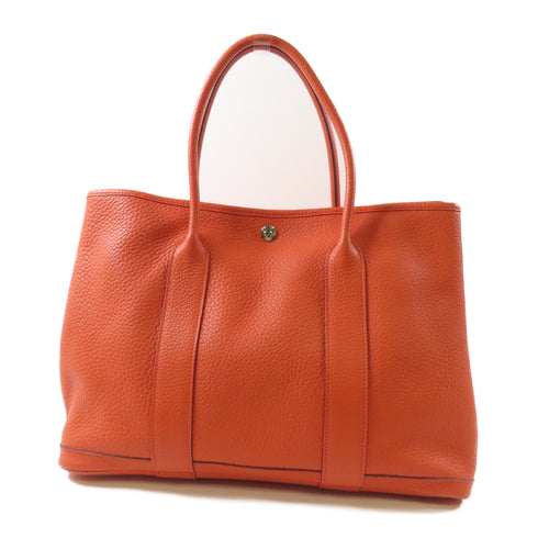 HERMES PHW Garden Party PM Tote Bag Negonda Leather Orange