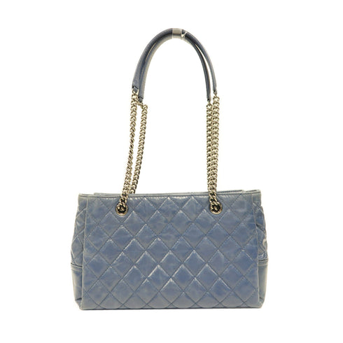 CHANEL Quilted CC SHW Chain Shoulder Bag Calfskin Leather Blue v3