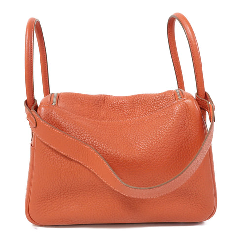 HERMES PHW Lindy 26 2 Way Shoulder Bag Taurillon Clemence Capucine