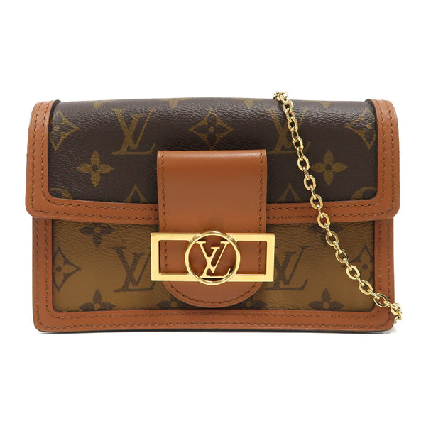 LOUIS VUITTON LV GHW Dauphine Chain Wallet Shoulder Bag M68746 Monogram Brown