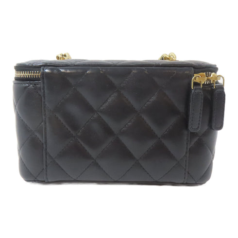 CHANEL Quilted CC GHW Vanity Bag Shoulder Bag Lambskin Leather Black