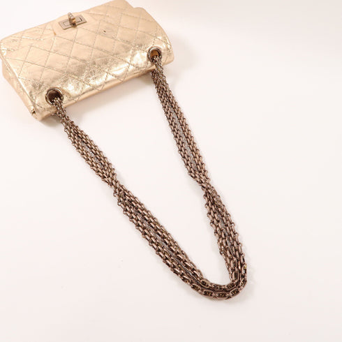 CHANEL CC 2.55 Mini Chain Shoulder Handbag Calfskin Leather Rose Gold