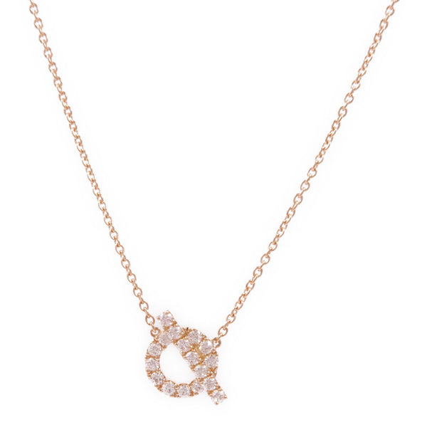 HERMES Finesse Pendant Necklace 18K Pink Gold Diamond