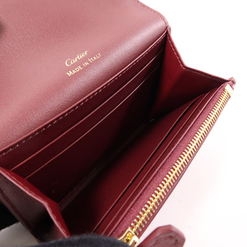CARTIER GHW Card Case Calfskin Leather Bordeaux Color
