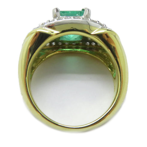 FINE JEWELRY 1.88ct Emerald 0.77ct Diamond Ring PT900 Platinum 18K Gold US#5.75