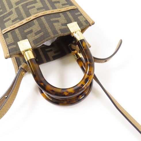 FENDI GHW 2 Way Shoulder Bag 8BS051 Canvas Brown