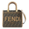 FENDI GHW Sunshine Small Shoulder Bag 8BH394 Canvas/Leather Brown