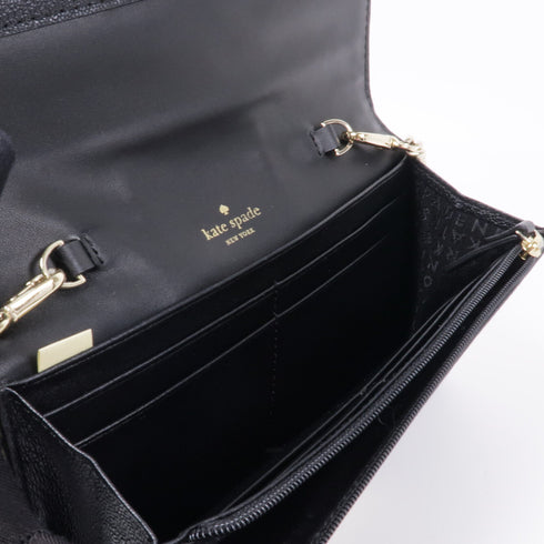 Kate Spade GHW Wallet On Chain Calfskin Leather Black